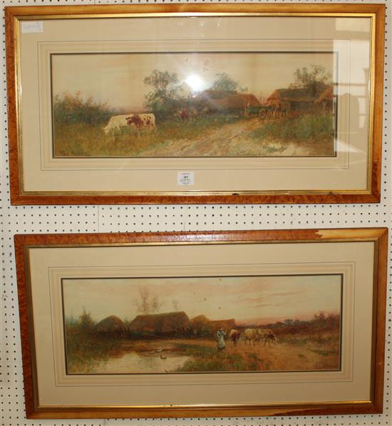 Pair Tom Kinsley w/colours  - cattle grazing(-)